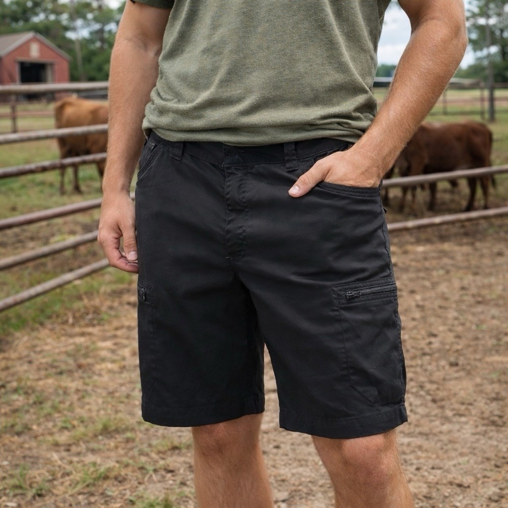 Wrangler Black Cargo Shorts Men's 42 Nylon Stretch Outdoor Work Wear